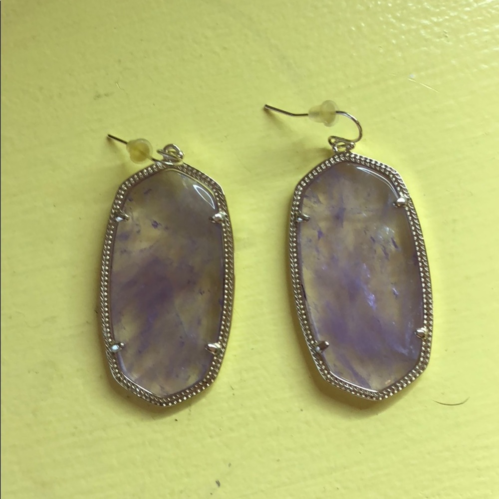 Kendra Scott large purple and clear earrings